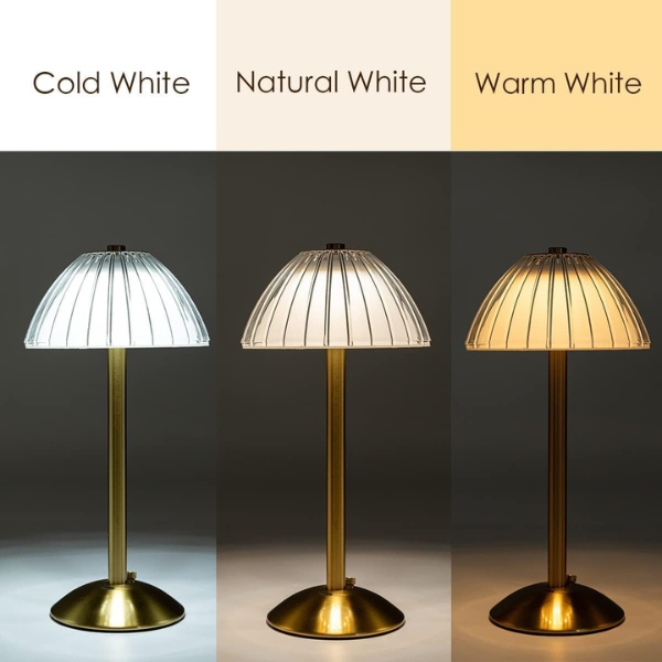 Lampe de table LED sans fil à intensité variable – Veilleuse de chevet tactile rechargeable 3 couleurs