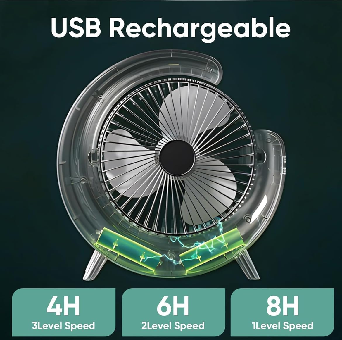 BreezeGlow RGB Rechargeable Mini Desk Fan – 3-Speed Portable Fan with Colorful Mood Light