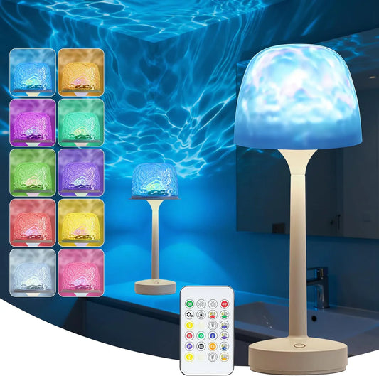 Lampe LED RVB effet Vague – Lumière d'ambiance sans fil rechargeable avec télécommande