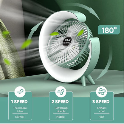 BreezeGlow RGB Rechargeable Mini Desk Fan – 3-Speed Portable Fan with Colorful Mood Light