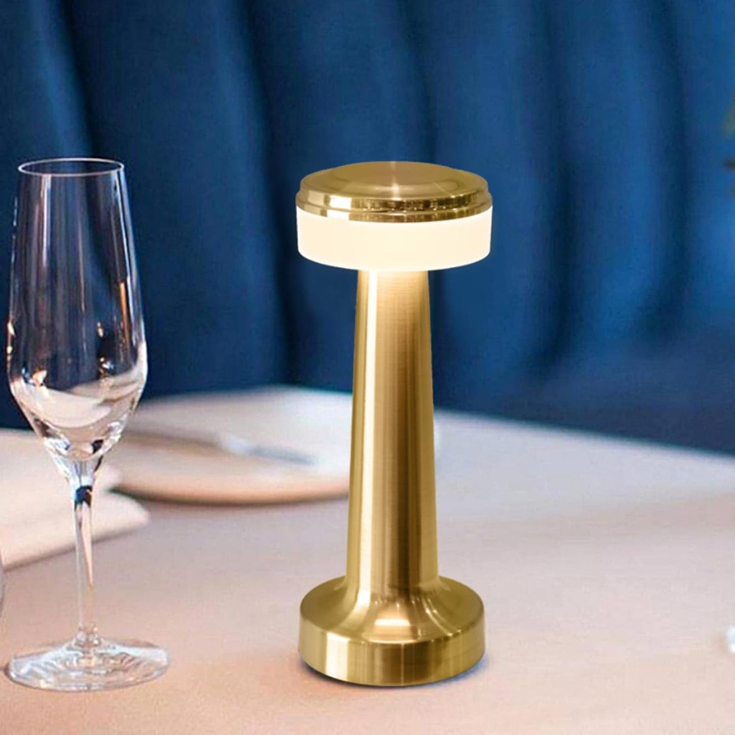 Lampe de table LED dorée rechargeable – Tactile, Intensité variable, 3 modes de couleur, Lumière d'ambiance moderne sans fil