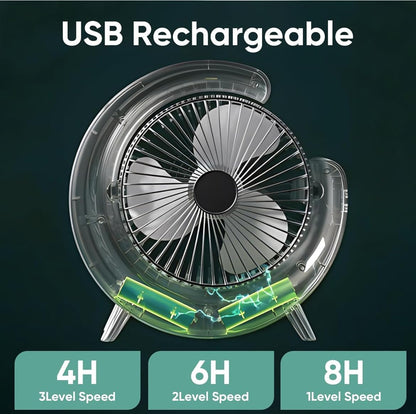 BreezeGlow RGB Rechargeable Mini Desk Fan – 3-Speed Portable Fan with Colorful Mood Light