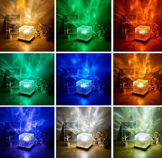 RGB Ocean Wave Projector Lamp – 16-Color USB LED Water Ripple Night Light with Remote, Touch Control & Adjustable Brightness