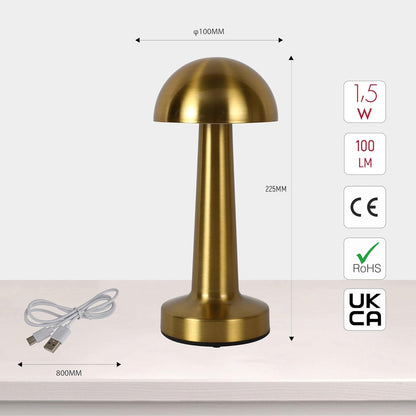 Lampe de table LED sans fil rechargeable – Intensité tactile réglable, 3 modes d'éclairage, design moderne en laiton