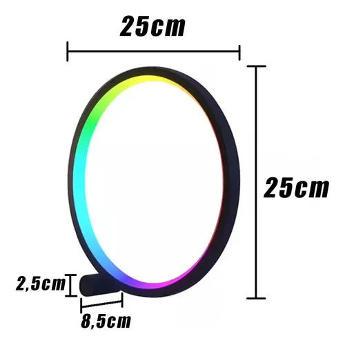 RGB Circular LED Bedside Lamp with Gesture Control – USB Powered Mood Light with Remote, Dimmable 3 Color Temperatures