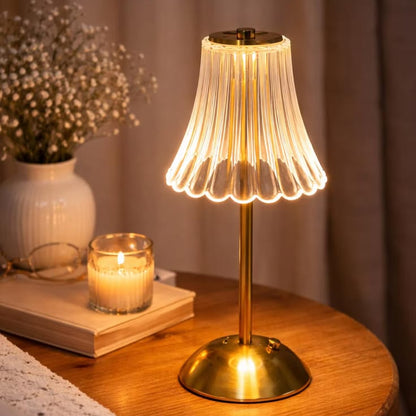 Lampe de Table LED en Cristal de Luxe – Tactile Rechargeable et Dimmable (3 Modes d'Éclairage)