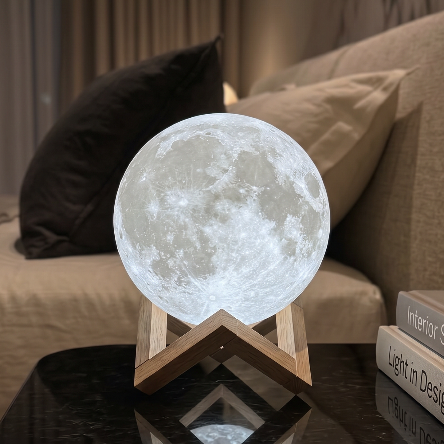 Lampe LED Lune 3D – Veilleuse LED 16 couleurs avec commande tactile et à distance (rechargeable par USB)