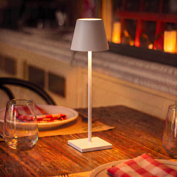 Lampe de table à LED sans fil – Rechargeable, tactile à intensité variable (3 modes d'éclairage), (blanc, noir)