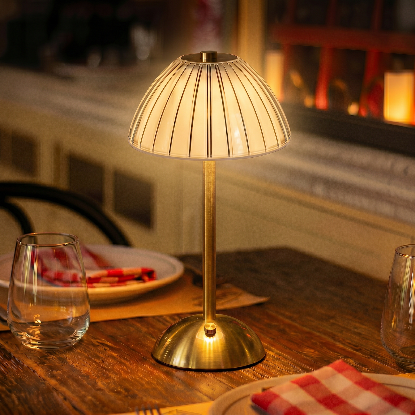 Lampe de table LED sans fil à intensité variable – Veilleuse de chevet tactile rechargeable 3 couleurs